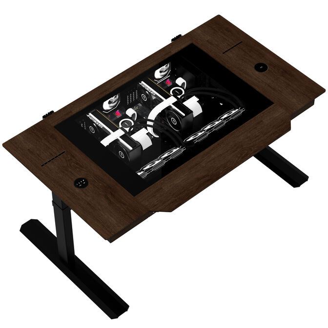 Lian Li DK07 Tischgeh&auml;use Wood Edition, Dual-System-f&auml;hig, 2x E-ATX, h&ouml;henverstellbar - Walnuss, schwarz image number 10