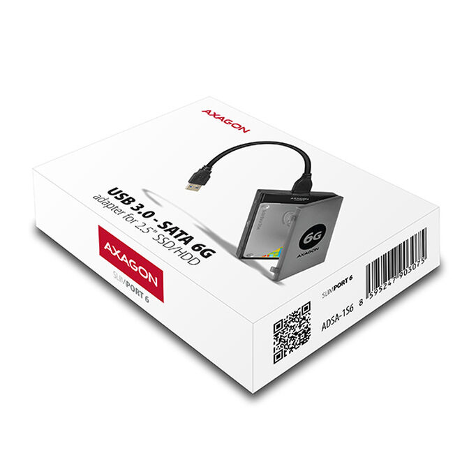AXAGON ADSA-1S6 SLIMPort6 Adapter, USB 3.0, 2.5" SSD/HDD, SATA 6G - with Case image number 12