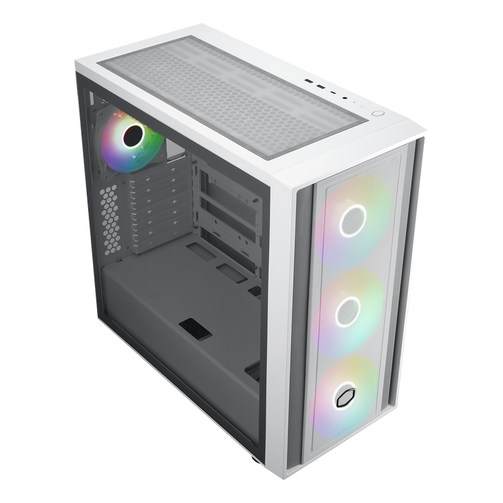 Cooler Master MasterBox 600 ARGB PC-Gehäuse, Midi-Tower, E-ATX, RGB, Tempered Glass - weiß image number 2