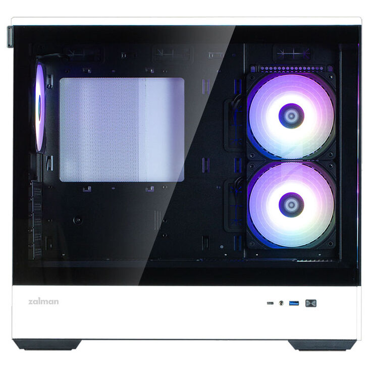 Zalman P30 PC-Gehäuse, Mini-Tower, mATX, Tempered Glass - schwarz / weiß image number 4