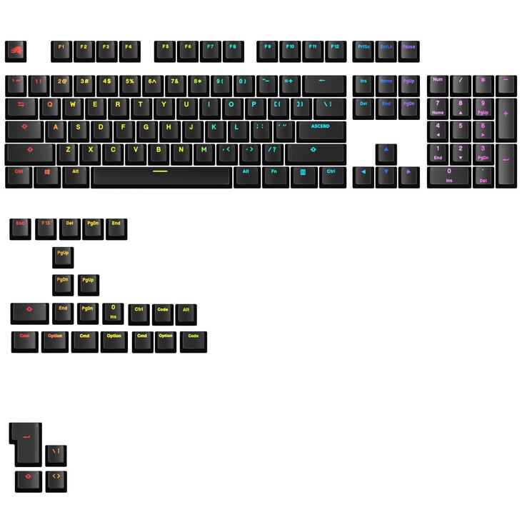 Glorious GPBT Backlit Keycaps, ANSI Layout (US), PBT, Dye-Sub - Black image number 0