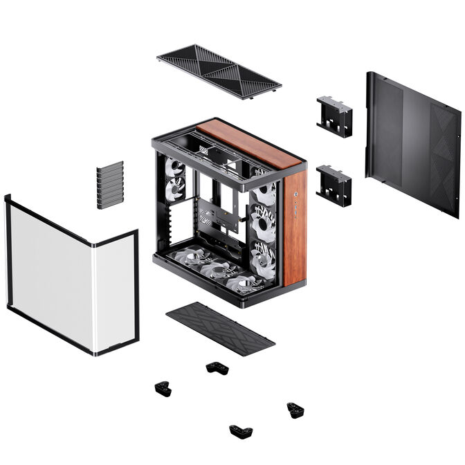 JONSBO TK‑4 Wood PC‑Geh&auml;use, Midi‑Tower, ATX, Tempered Glass - schwarz image number 17