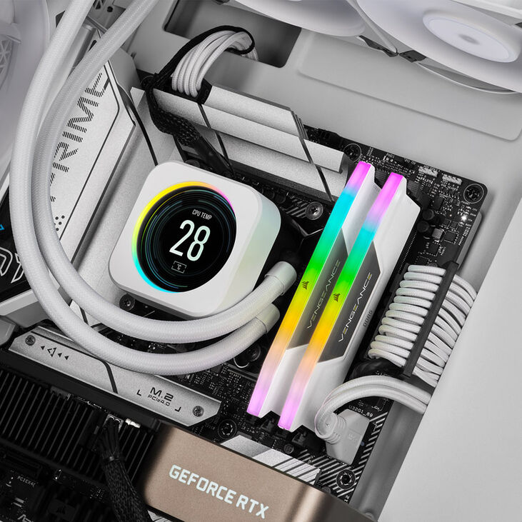 Corsair Vengeance RGB DDR5-6000 RAM, CL36, XMP - 32 GB Dual-Kit, white image number 5