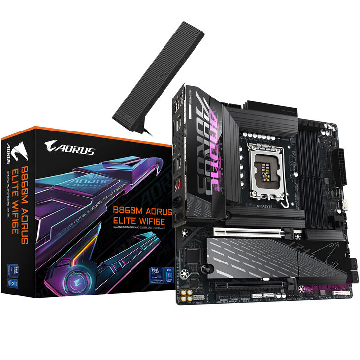 GIGABYTE B860M Aorus Elite WiFi6E Motherboard, Socket 1851, Intel B860, mATX, DDR5 image number 0