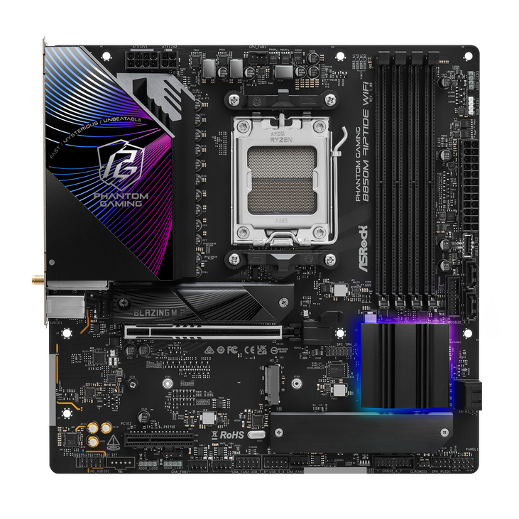 ASROCK B850M Riptide Wifi Mainboard, Sockel AM5, AMD B850, Micro-ATX, DDR5 image number 3