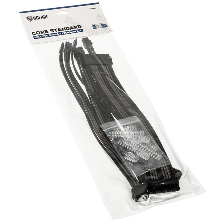 Kolink Core Standard Braided Cable Extension Kit - Jet Black/Gunmetal Grey image number 3