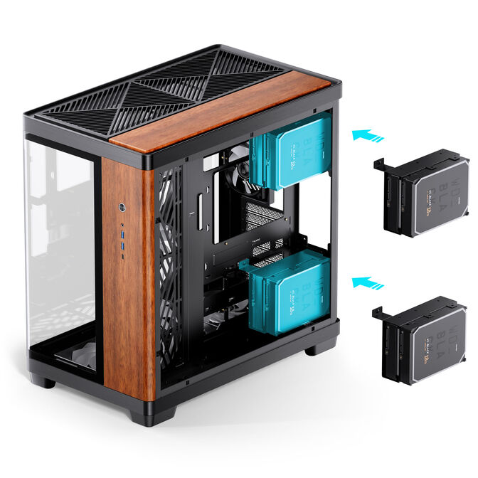 JONSBO TK‑4 Wood PC‑Geh&auml;use, Midi‑Tower, ATX, Tempered Glass - schwarz image number 7