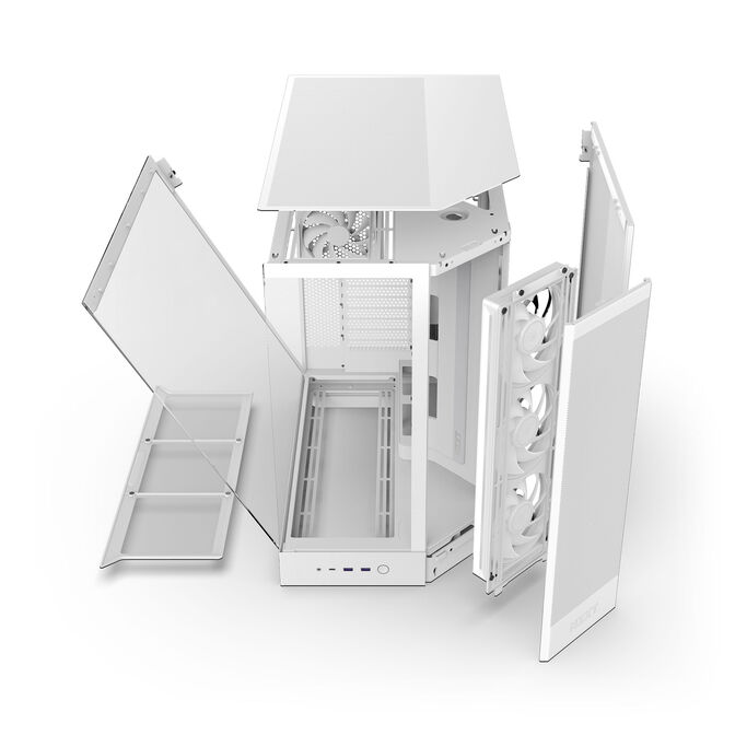 NZXT H9 Flow RGB PC Case, Mid-Tower, E-ATX, Tempered Glass - White image number 12