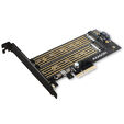 AXAGON PCEM2-D PCIe 3.0 adapter, 1x M.2 NVMe, 1x M.2 SATA, up to 22110 - passive cooling image number null