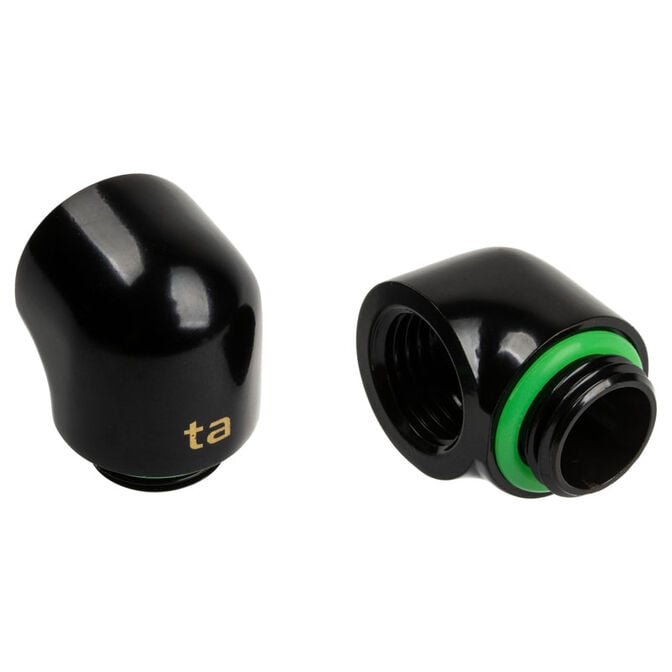 Bitspower Touchaqua Adapter 90 Degree G1/4 inch Male to G1/4 inch Female - 2 Pack, black image number 0