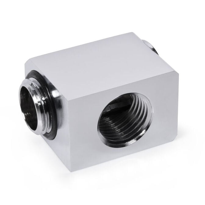 Alphacool Low Profile Adapter 90 Grad G1/4 Zoll AG auf G1/4 Zoll IG - drehbar - Chrome image number 0