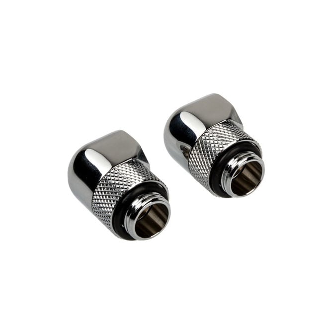 Corsair Hydro X Series Adapter 90 Degree G1/4 inch Male to G1/4 inch Female - 2 Pack, Rotatable, Chrome Silver image number 0