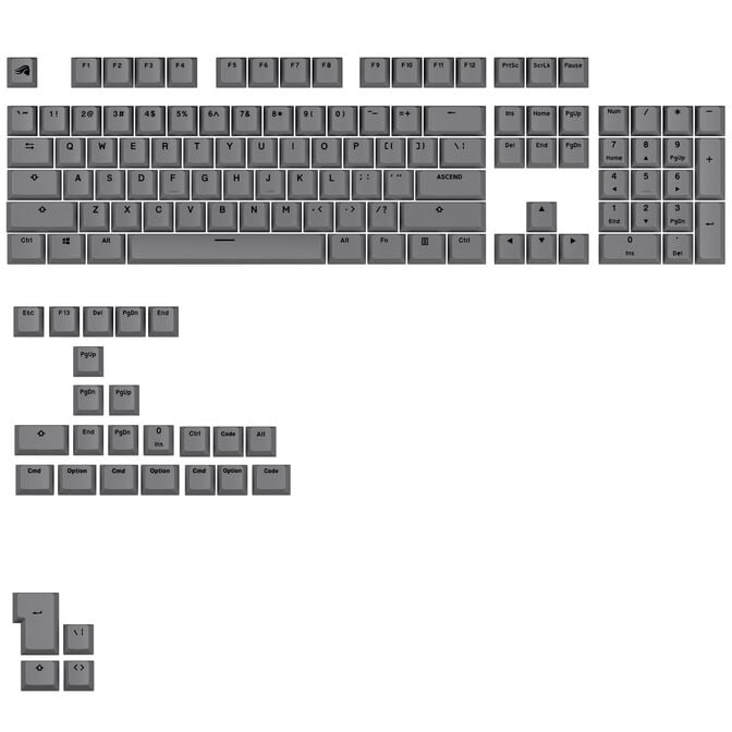 Glorious GPBT Basics Keycaps, ANSI Layout (US), PBT, Doubleshot - Armor Grey image number 0