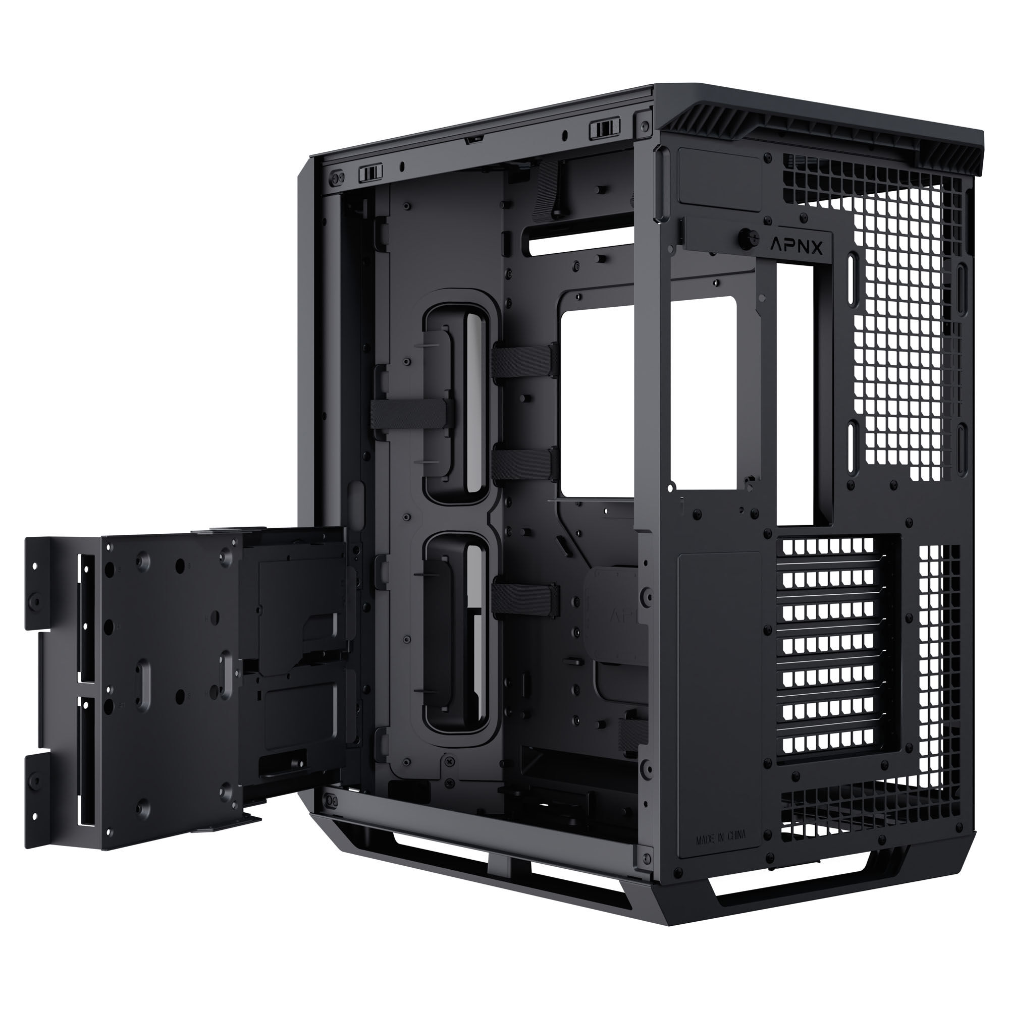 APNX V1 PC Case, Midi-Tower, ATX, Tempered Glass – Black