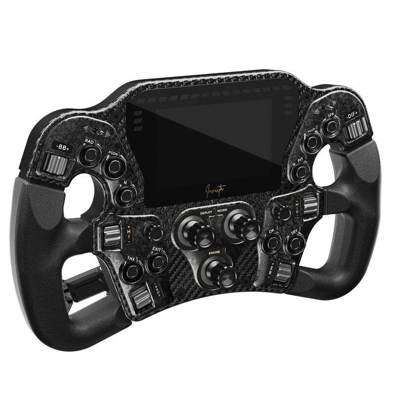 Asetek SimSports Invicta Formula Lenkrad, 4,3-Zoll-LCD, USB-C - Black on Black Edition