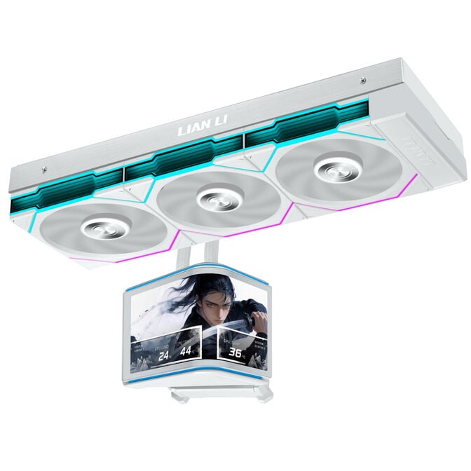 Lian Li HydroShift II OLED Curved 360 UNI FAN TL AiO Water Cooling, 360 mm, OLED Display, TL-FLEX Fans - White image number 0
