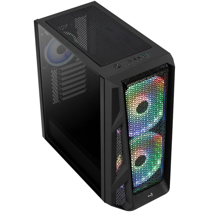 Aerocool AirHawk Duo Midi-Tower, Tempered Glass - schwarz image number 1
