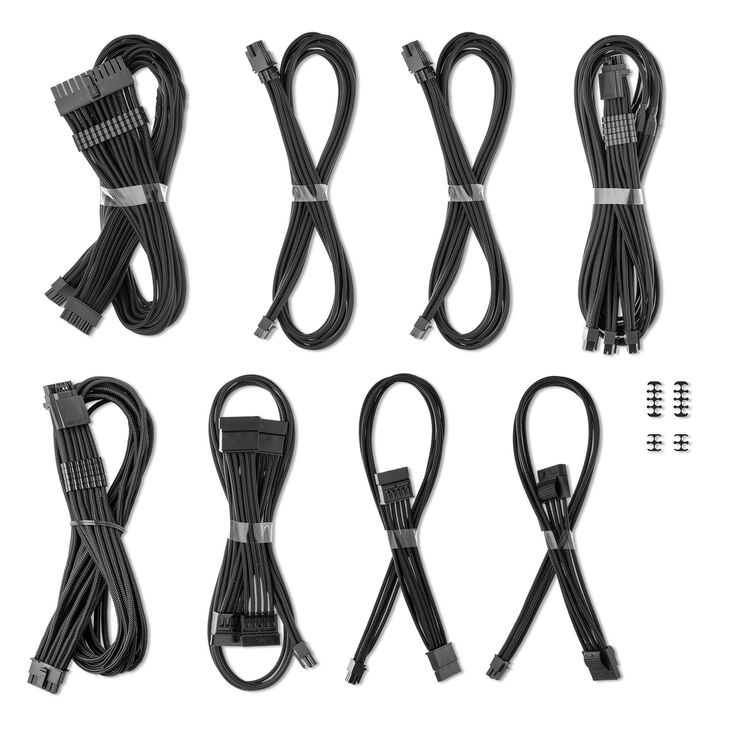 CableMod C-Series Pro ModMesh Sleeved 12V-2x6 12VHPWR Dual StealthSense Cable Kit for Corsair RMi, RMx (Black Label) - black image number 1