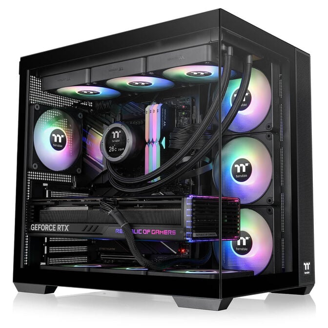 Thermaltake View 380 TG ARGB PC Case, Mid Tower, ATX, ARGB, Tempered Glass - Black image number 2