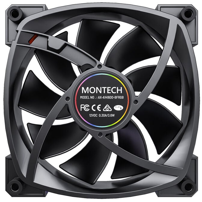 Montech RX140 PWM ARGB Reverse L&uuml;fter - 140mm, schwarz image number 3