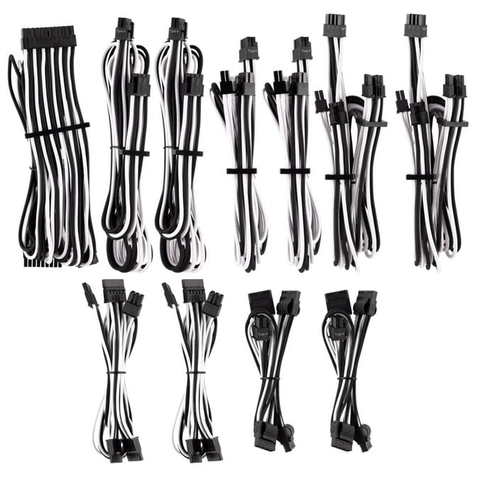 Corsair Premium Pro Sleeved Kabel-Set (Gen 4) - wei&szlig;/schwarz image number 0