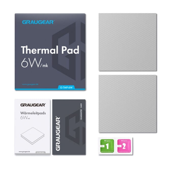 Graugear W&auml;rmeleitpad f&uuml;r CPU oder Speicher, 100 x 100 x 1 mm / 100 x 100 x 1,5 mm image number 1