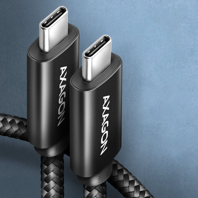 AXAGON BUCM4X-CM10AB USB-C zu USB-C Kabel, USB4 Gen 3&times;2, 1 m, PD 240W, 8K HD, ALU, geflochten - schw image number 1