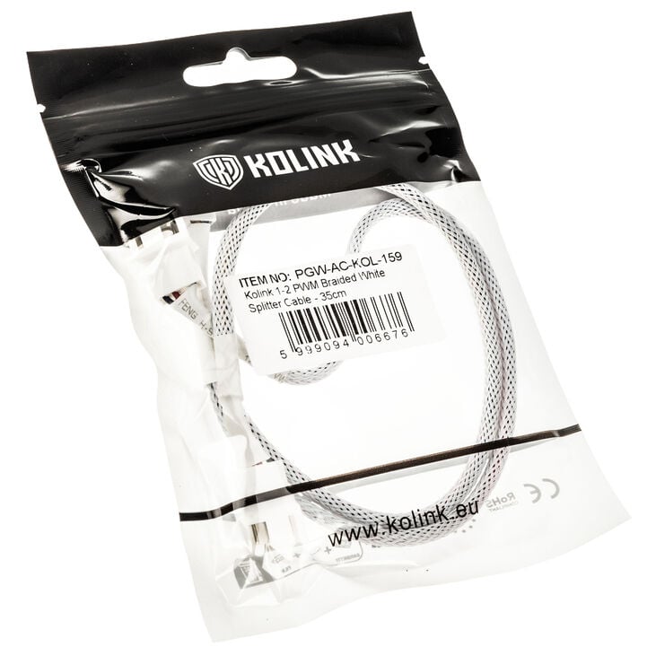 Kolink 1-2 PWM Fan Splitter Cable - 35cm, braided, white image number 2