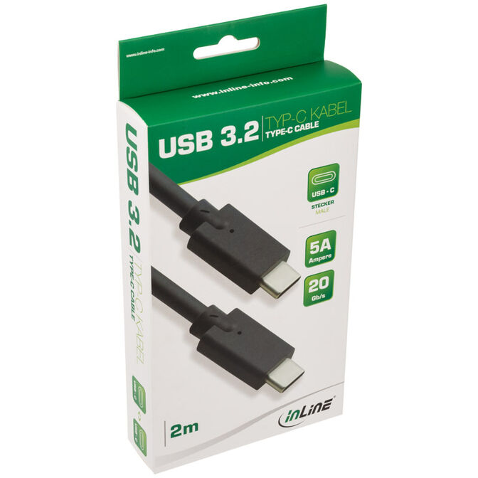 InLine USB 3.2 Gen.2 Kabel, USB Typ-C Stecker/Stecker, schwarz - 2m image number 2