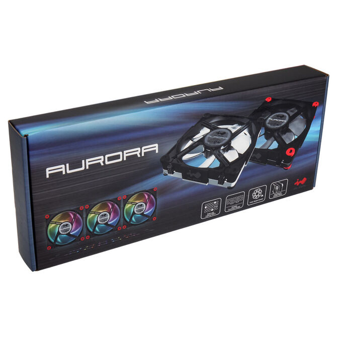 InWin Aurora RGB-LED fan, 120mm, 3-pack - black/white image number 9