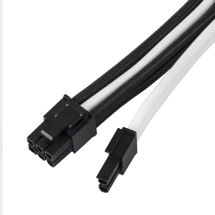 SilverStone PP07E-PCIBW 8-pin PCIe to 6+2-pin PCIe extension, 250mm - Black/White image number 2