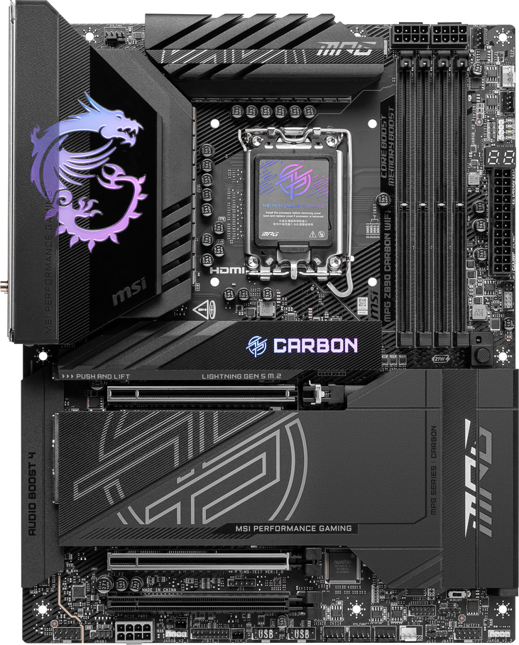 MSI MPG Z890 Carbon WIFI motherboard, LGA 1851 socket, Intel Z890, ATX, DDR5 image number 2