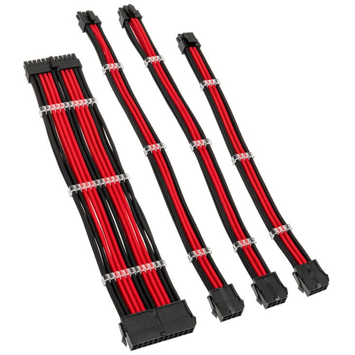 Kolink Core Standard Braided Cable Extension Kit - Jet Black/Racing Red image number 1