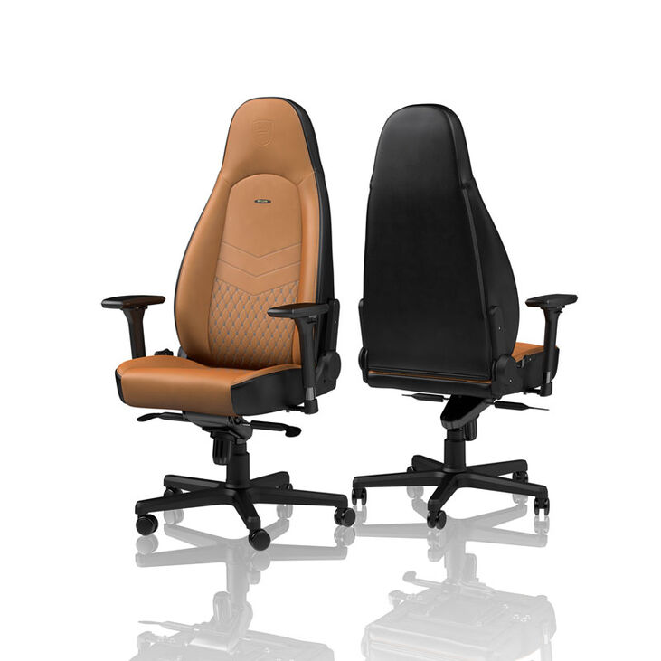 noblechairs ICON Echtleder Gaming Stuhl - cognac/schwarz image number 1