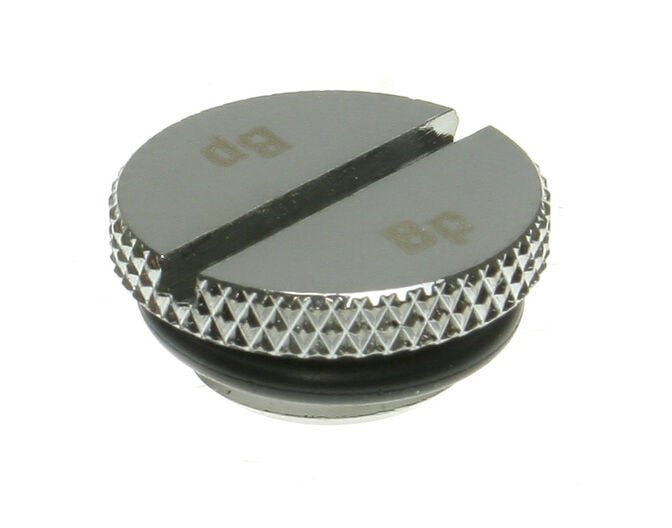 Bitspower Verschlussstopfen G1/4 Zoll AG - flach, silber gl&auml;nzend image number 0