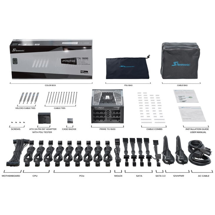 Seasonic Prime TX-1600, 80 PLUS Titanium power supply, modular, ATX 3.1, PCIe 5.1 - 1600 Watt image number 8