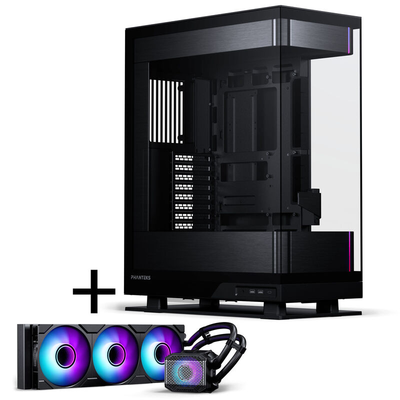 PHANTEKS Evolv X2 PC-Gehäuse, Midi-Tower, E-ATX, Tempered Glass, DRGB - schwarz + Glacier One 360M25 Gen2 DRGB AiO Wasserkühlung - 360mm