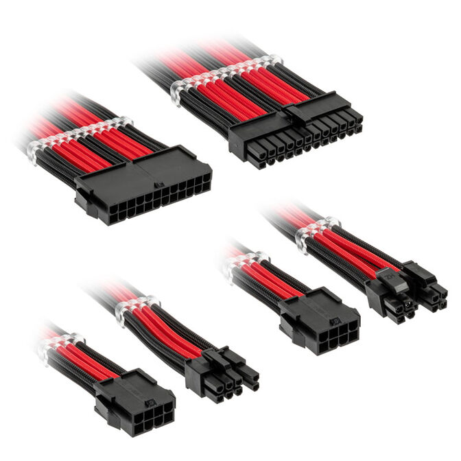 Kolink Core Standard Braided Cable Extension Kit - Jet Black/Racing Red image number 0