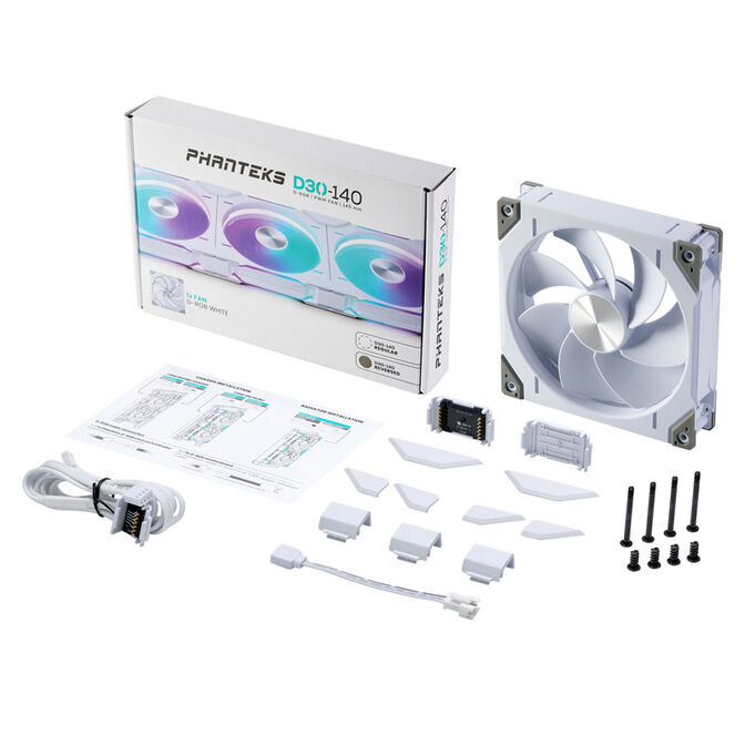 PHANTEKS D30 PWM Reverse Airflow, D-RGB L&uuml;fter - 140mm, wei&szlig; image number 8
