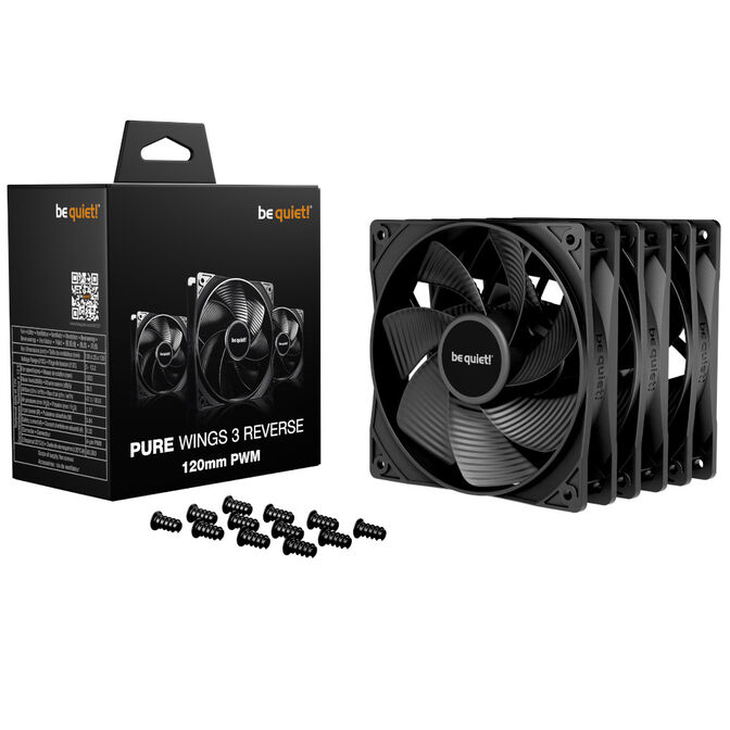 be quiet! Pure Wings 3 L&uuml;fter, PWM, Reverse - 120mm, schwarz, 3er-Pack image number 0