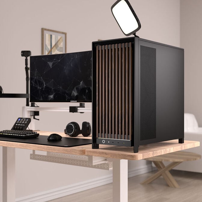 Corsair FRAME 5000D Wood RS PC-Geh&auml;use, Midi-Tower, E-ATX, Tempered Glass - inklusive 3x L&uuml;fter, schwarz, Holz image number 2