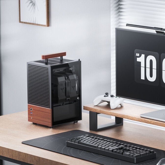 Jonsbo T6 PC Geh&auml;use, Mini-Tower, Mini-ITX, Tempered Glass, Holz - schwarz image number 3