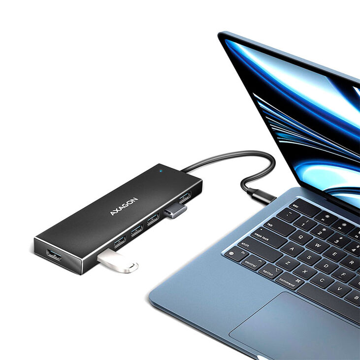 AXAGON HUE-F7C 7x USB 3.2 Gen 1 Aluminium Flat Hub, 30 cm USB-C cable image number 2