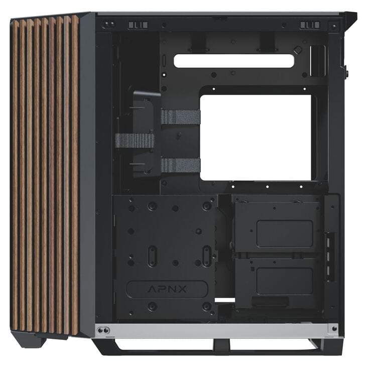APNX V1 PC Case, Mid Tower, ATX, Tempered Glass – Wood, Black/White image number 8