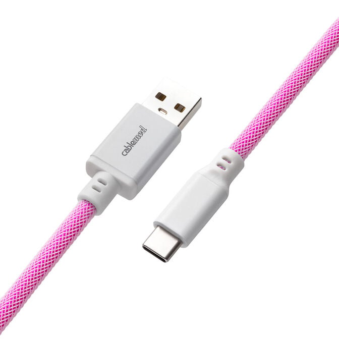CableMod PRO Coiled Keyboard Cable USB-C to USB Type A, Strawberry Cream - 150cm image number 2