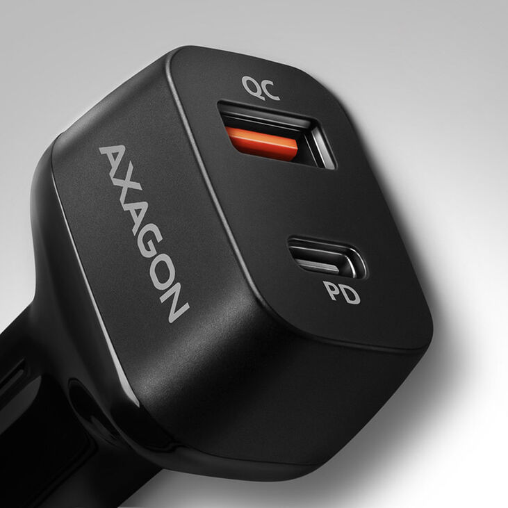 AXAGON PWC-PQ38 Auto-Ladegerät, 1x USB-A QC 3.0 + 1x USB-C PD, 38W, CL-Stecker - schwarz image number 1