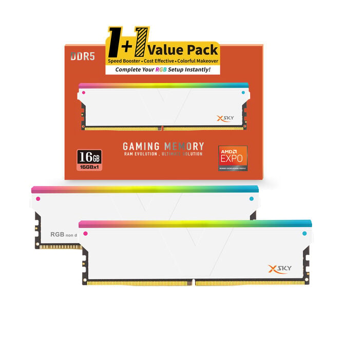 V-Color Manta XSky RGB DDR5-6000 RAM, CL28, EXPO - 16 GB Single Channel-Kit,1 x 16 GB, wei&szlig; image number 0