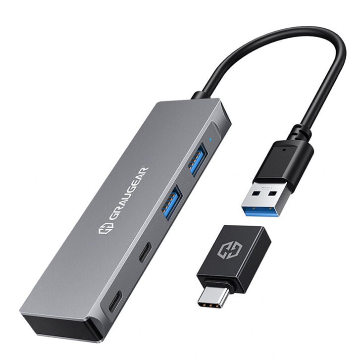 Graugear USB Hub, 4 Ports, 2x USB-A, 2x USB-C, inkl. USB-C Adapter image number 0