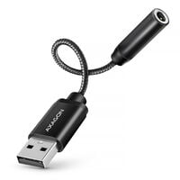 AXAGON ADA-HA USB-A Hi-Res Audio-Adapter, 3,5-mm-Klinke, 32 Bit und 384kHz - schwarz