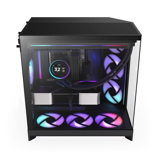 NZXT H9 Flow RGB PC-Geh&auml;use, Midi-Tower, E-ATX, Tempered Glass - schwarz image number 4
